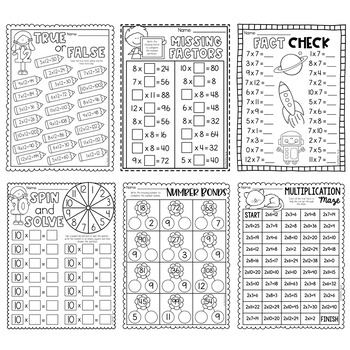 Multiplication Worksheet Bundle - Facts 1 to 12 - Distance Learning