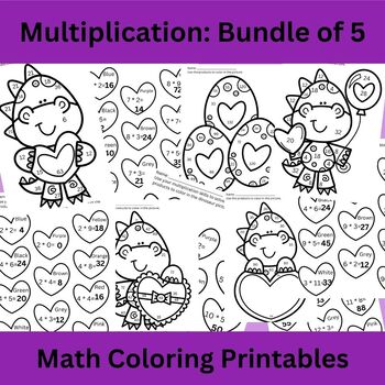 Preview of Multiplication Worksheet Bundle with 5 Sets, 2/4, 3/6/9, 5/10, 7/8, and 11/12