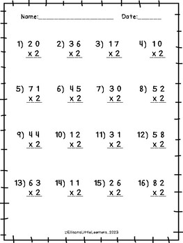 Preview of Multiplication Worksheet Practice - Multiply by 2 and by 3 - Printable - No Prep