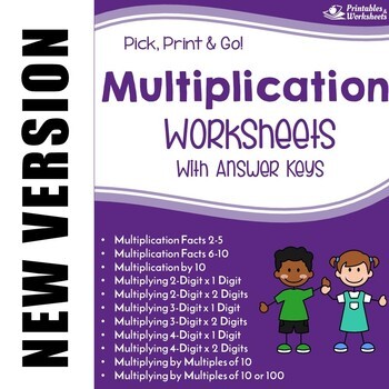 Preview of Multi Digit Multiplication Worksheets Facts, Groups, Arrays, Drills, Number Line