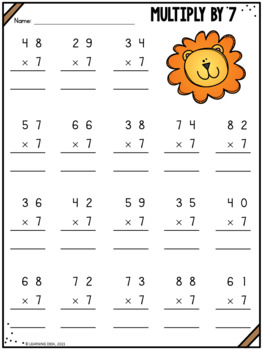 2 Digit By 1 Digit Multiplication Worksheets-Distance Learning Packets