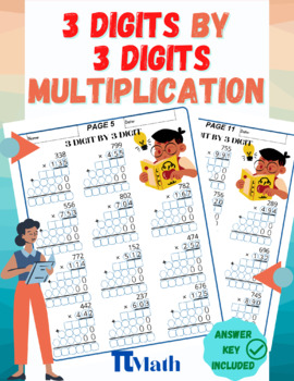Preview of 3 Digits by 3 Digit Multiplication | Digital & Printable | With Guided Gridlines
