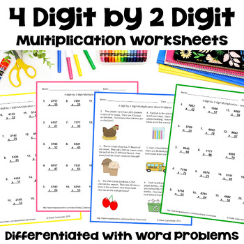 multiplication worksheets 4 digit by 2 digit with digital and printable options