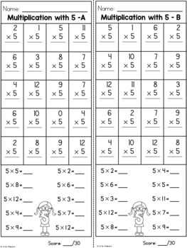 Multiplication Worksheets - Multiplication Facts Practice 5 Times Table