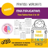 Multiplication Worksheets BUNDLE- Time Tables from 1 to 10