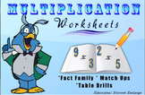 Multiplication Worksheets: Fact Family, Match Ups, Tables 