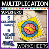 Multiplication Coloring Worksheets Math Super Hero