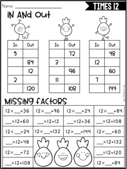 12 times table worksheet multiplication fact worksheets