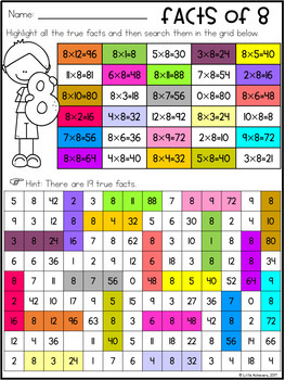 Multiplication Worksheets - Multiplication Facts Practice 8 Times Table