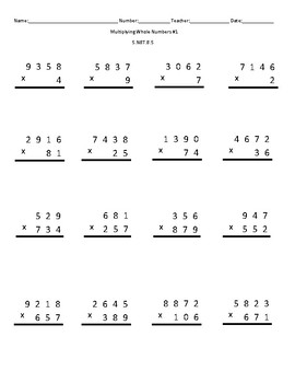 multiplication worksheets multiplying whole numbers with