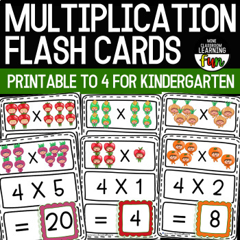 Preview of Multiplication Flash Cards Printable to 4 for kindergarten