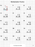 Multiplication Worksheets: Standard Algorithm 1 digit x 2 