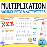Multiplication Worksheets - Word Problems Task Cards, Arra