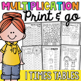 Multiplication Worksheets and Activities - 1 Times Tables