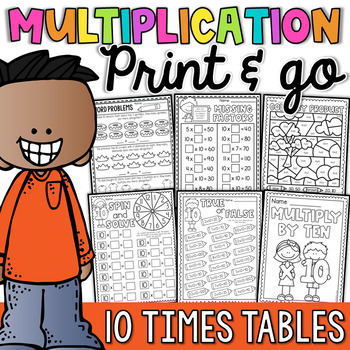 Preview of Multiplication Worksheets and Activities - 10 Times Tables