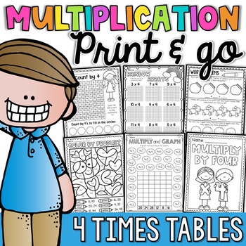 multiplication worksheets and activities 4 times tables by my teaching pal