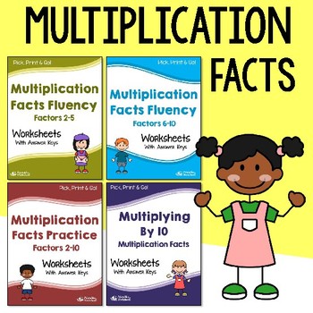 Preview of Multiplication Facts Practice Worksheets Fluency Test Quiz Drills and Review