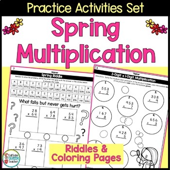 Preview of Spring Multiplication Practice Activities for 3rd Grade and 4th Grade Review