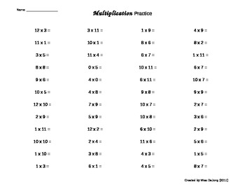 Preview of Multiplication Worksheets - self-generating