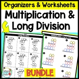 2 Digit Multiplication and Long Division Scaffolded Math BUNDLE