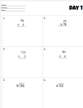 Preview of Multiplication and Division Activity Packet (4 days)