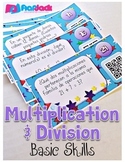 Multiplication and Division Basics QR Code Task Cards in SPANISH