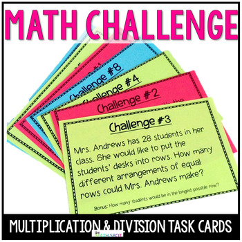 Preview of Multiplication and Division Challenge Task Cards | Teacher Appreciation 2023