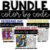 Addition and Subtraction Color by Number Veterans Day