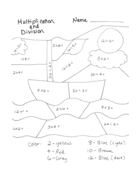 Preview of Multiplication and Division Coloring Page