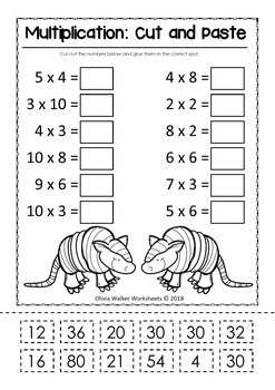 Multiplication and Division Cut and Paste Math Worksheets / Printables FREE