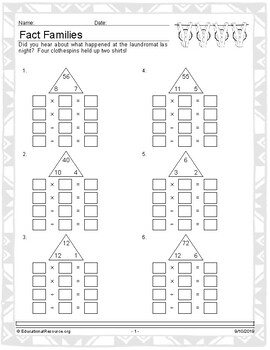 multiplication and division fact families by educationalresource