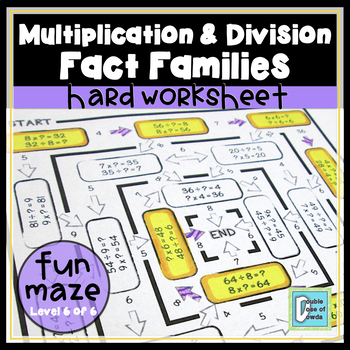 multiplication and division fact families hard worksheet distance learning