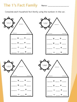 multiplication and division fact families practice packet tpt