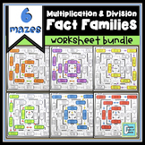 Multiplication and Division Fact Families Worksheet BUNDLE