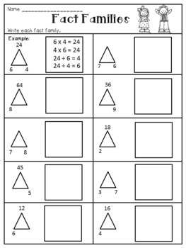 multiplication and division fact families worksheets by danas wonderland