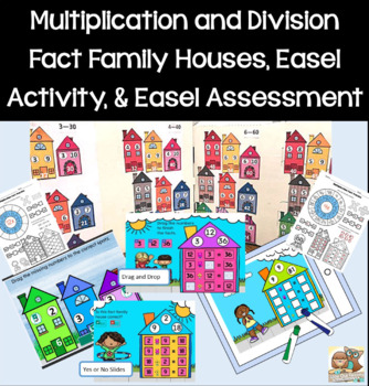 Preview of Multiplication and Division Fact Family House thru 12 PDF and Easel Slides