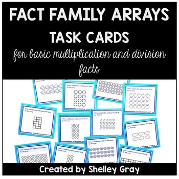 Preview of Multiplication and Division Fact Family Task Cards With Arrays