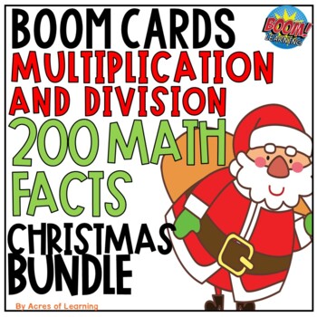 Preview of Multiplication and Division Fact Fluency Practice | Christmas Boom Cards