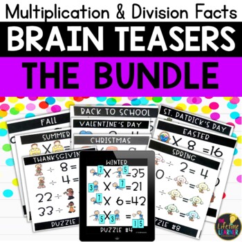 Preview of Math Logic Puzzles 3rd Grade Brain Teasers Multiplication and Division Facts