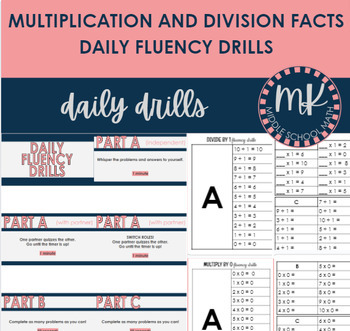 Preview of Multiplication and Division Facts Practice Daily Fluency Drills BUNDLE