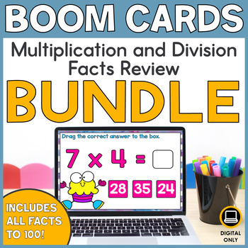 Preview of Multiplication Division Facts Practice Bundle Boom Cards Interactive Activity