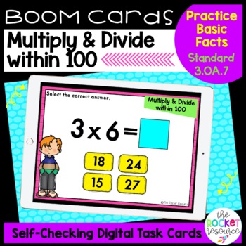 Preview of Multiplication and Division Facts within 100 BOOM™ Cards 3.OA.7