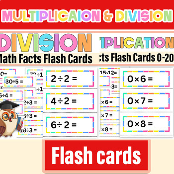 Preview of Multiplication and Division Flash Cards BUNDLE | Easy Math for kids