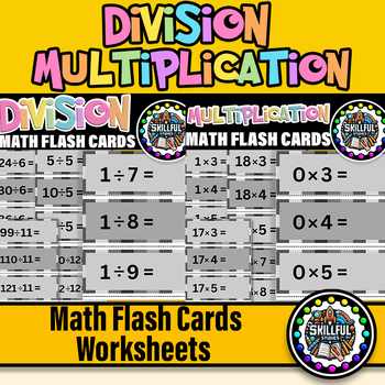 Preview of Multiplication and Division Flash Cards BUNDLE | Easy Math for kids