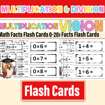 Preview of Multiplication and Division Flash Cards black & white BUNDLE|Easy Math for kids