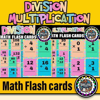Preview of Multiplication and Division Flash Cards black & white BUNDLE|Easy Math for kids