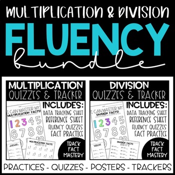 Preview of Multiplication and Division Fluency Practice, Quizzes, and Tracker