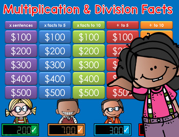 Preview of Multiplication and Division Jeopardy Style Game Show 2nd Gr GC Distance Learning