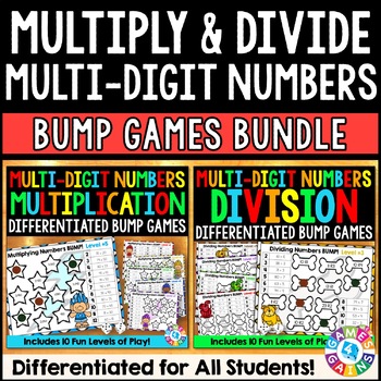 Preview of Multi-Digit Multiplication & Long Division Practice Games 2 3 4 by 1 2 3 Digit