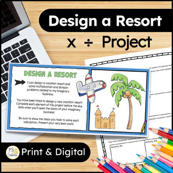 Preview of 4th Grade Math Enrichment Project for Gifted: Multiply, Divide & Design a Resort